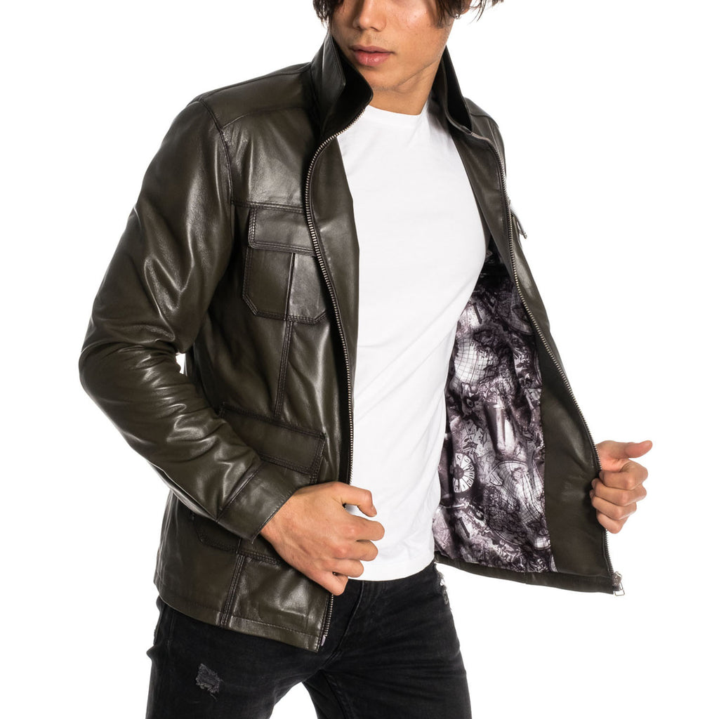 Jaspur Leather Jacket // Khaki