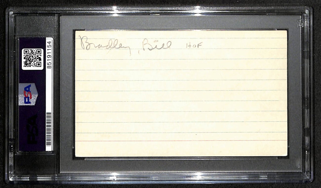 Bill Bradley HOF Signed/Auto 3x5 Index Card New York Knicks PSA/DNA 188592