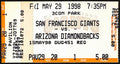 Barry Bonds HR #14 Ticket Stub Giants v Diamondbacks 5/29/1998 187533