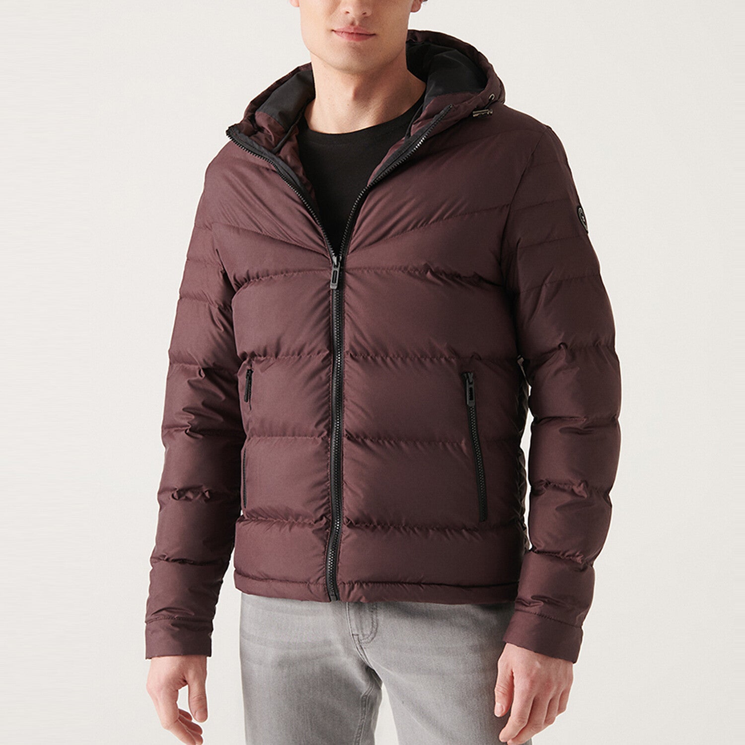 Water Repellent Windproof Quilted Coat // Claret Red
