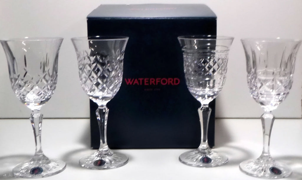 Waterford Crystal CASTLES OF IRELAND Set of 4 White Wine Glasses 7"