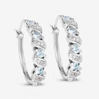 1.08 Carat Genuine Aquamarine and White Topaz .925 Sterling Silver Earrings