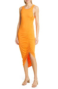 Veronica Beard Haylee Side Ruched Knit Tank Dress in Orange  Size Large