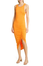 Veronica Beard Haylee Side Ruched Knit Tank Dress in Orange  Size Large