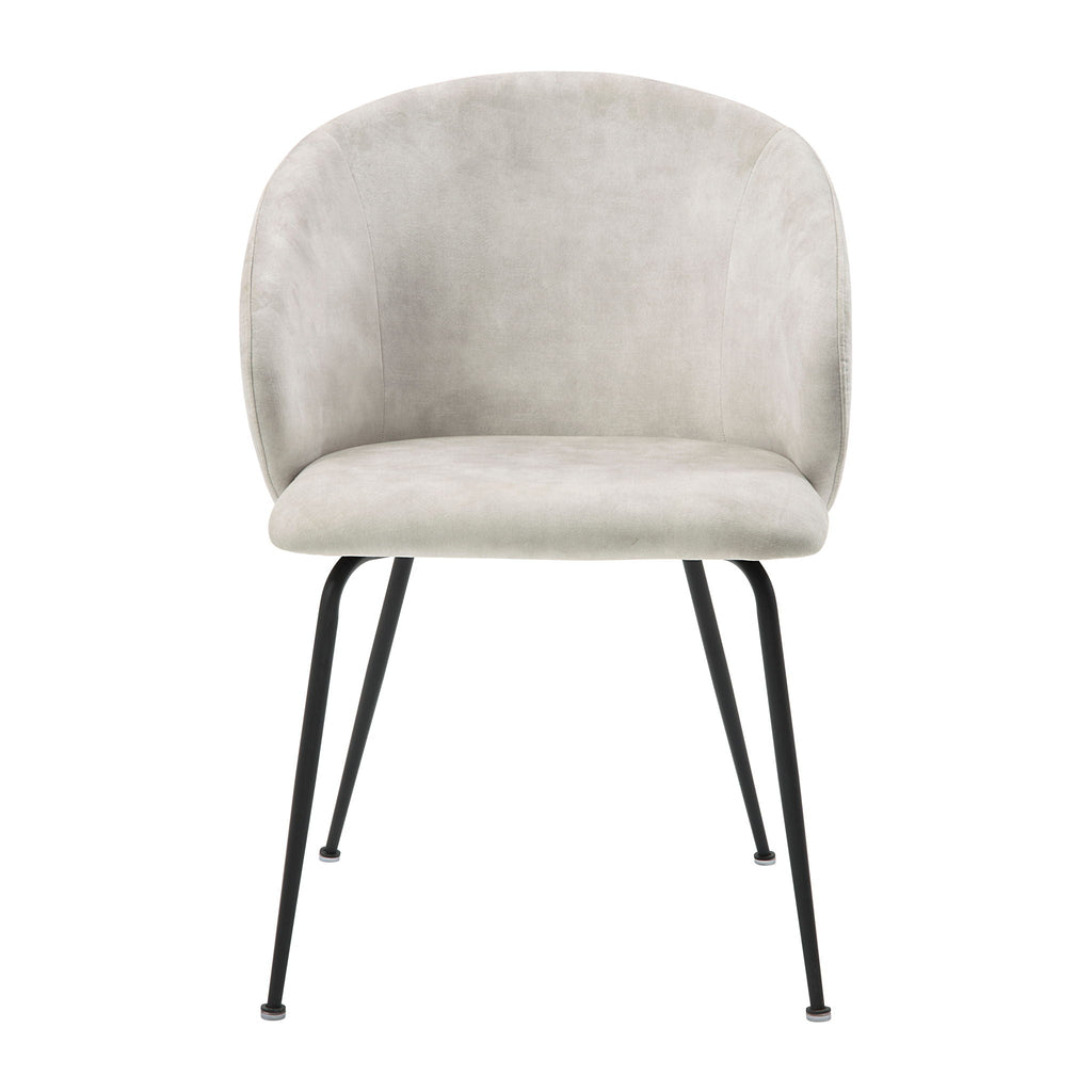 Velvet Upholstery Side Chairs 2 Piece Set With Metal Legs - Beige
