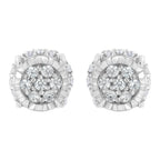 .925 Sterling Silver 1/3 cttw Round-cut Diamond Floral Stud Earring (I-J Clarity, I3 Color)