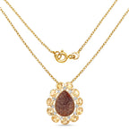 14K Yellow Gold Plated 5.14 Carat Genuine Red Droozi and Citrine .925 Sterling Silver Pendant