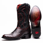 Western Collection Kansas // Python Leather Cowboy Boot // Black Cherry