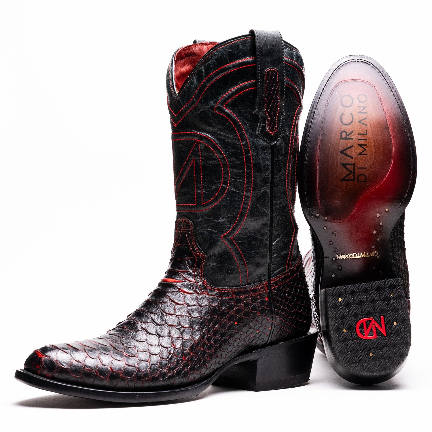 Western Collection Kansas // Python Leather Cowboy Boot // Black Cherry