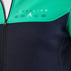 Men's High Collar Blocked Zippered Sweatshirt + Jogger Tracksuit Set // Turquoise + Indigo + White