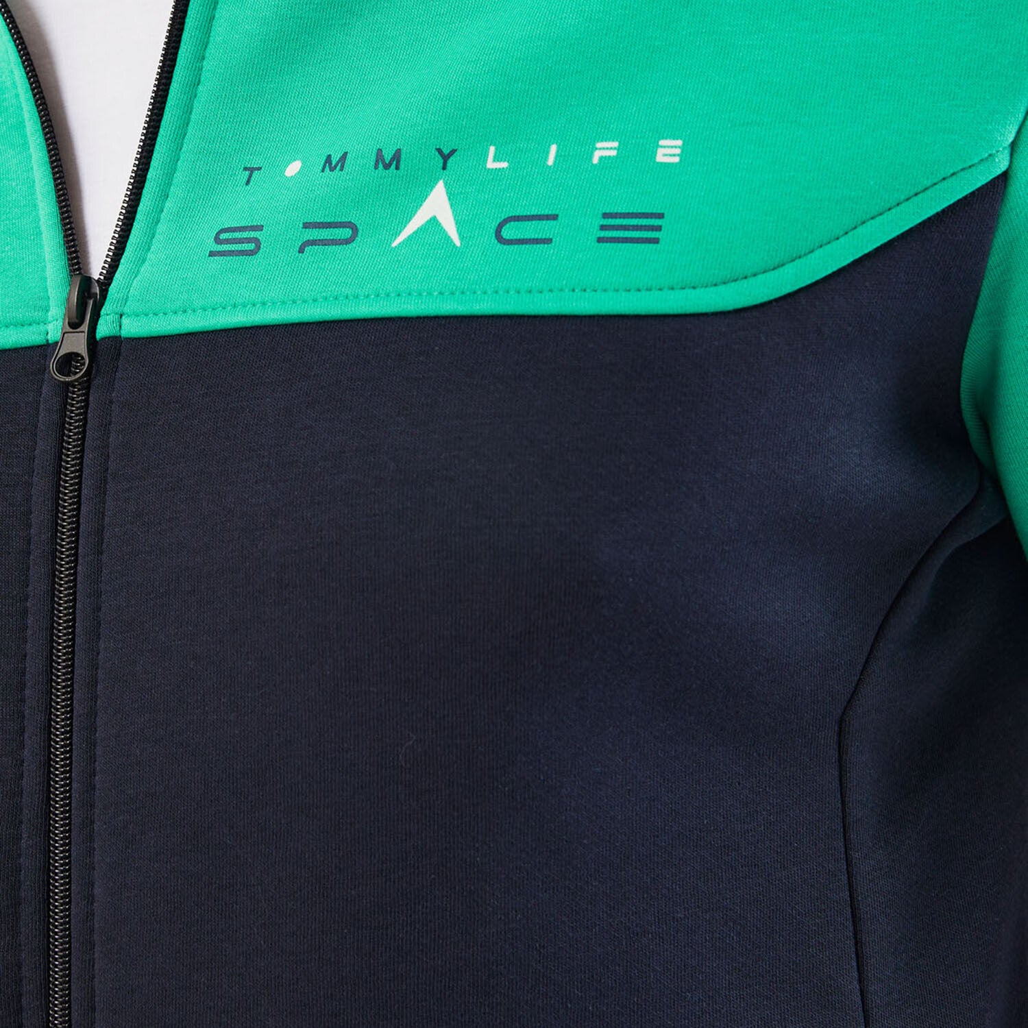 Men's High Collar Blocked Zippered Sweatshirt + Jogger Tracksuit Set // Turquoise + Indigo + White