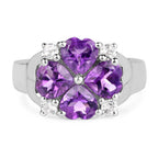 3.12 Carat Genuine Amethyst and White Topaz .925 Sterling Silver Ring