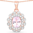 4.26 Carat Genuine Kunzite and White Topaz .925 Sterling Silver Pendant