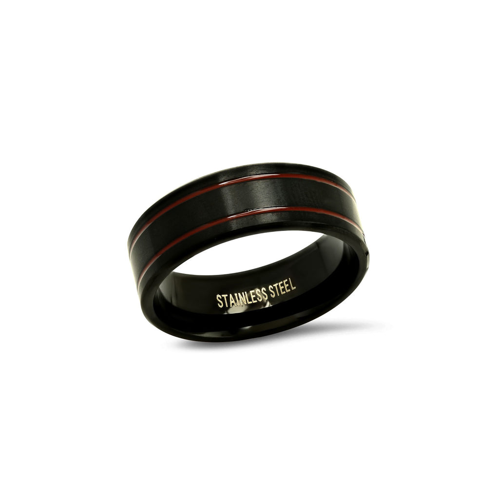 Stainless Steel Ring // Black + Red