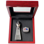 New England Patriots Super Bowl Championship Ring & Trophy Set– 2002, 2004, 2005, 2015, 2017 & 2019