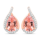 2.43 Carat Genuine Morganite and White Diamond 14K Rose Gold Earrings