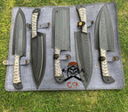 5 pieces custom made d2 steel Black coated chef knives set