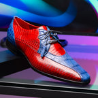 Moncalieri // Alligator + Cobra Skin Leather Oxfords // Navy + Red