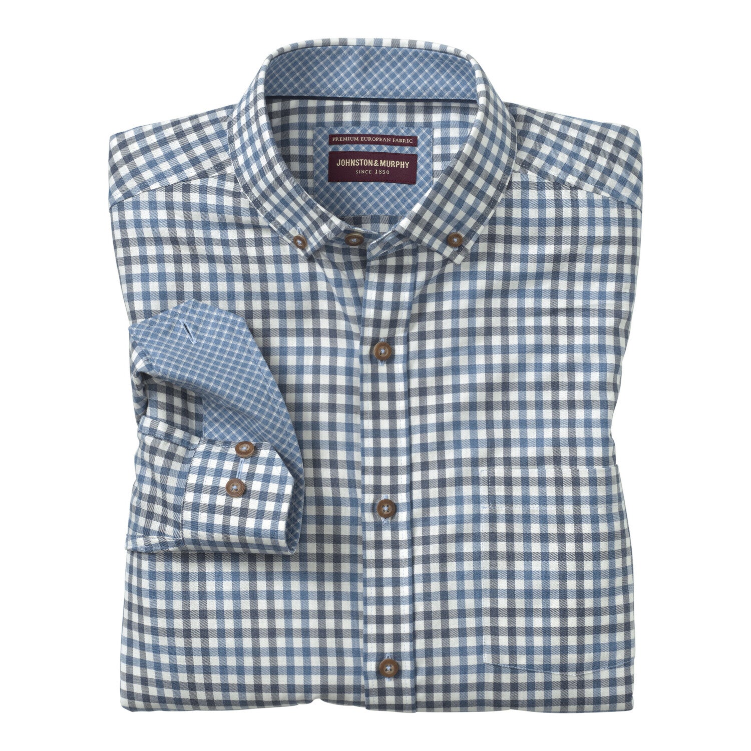 Check Heathered Woven Button-Up Shirt // Blue + Navy