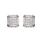 10K White Gold 3/4 Cttw Princess Diamond Composite Open Frame Stud Earrings (I-J Color, I1-I2 Clarity)