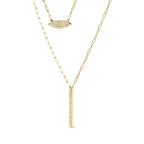 14K Yellow Gold 3/8 Cttw Two-Strand Marquise and Bar Charm Paper Clip Link Pendant Necklace  (I-J Color, I1-I2 Clarity) -18" and 20" Inch Lengths