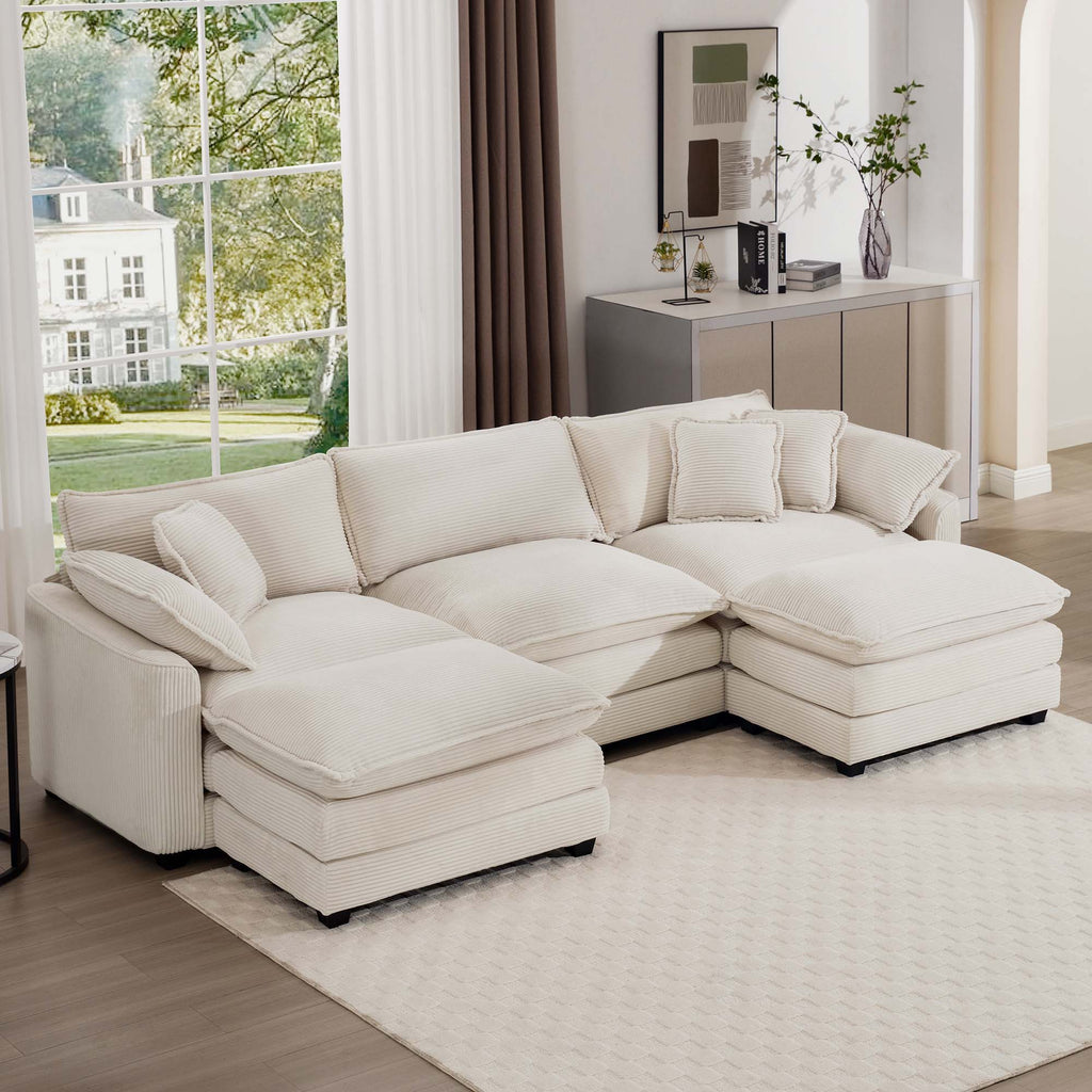 Modern Oversized Modular Cushion Sofa With Ottoman