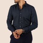 Diamond Patterned Button-Up Shirt // Navy