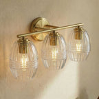 Luster - 3 Lights Vanity With Clear Wall Lamp Satin - Clear / Gold