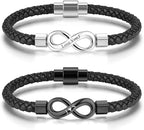 Personalized Leather Infinity Bracelet – Custom Engraved Braided Wristband Gift