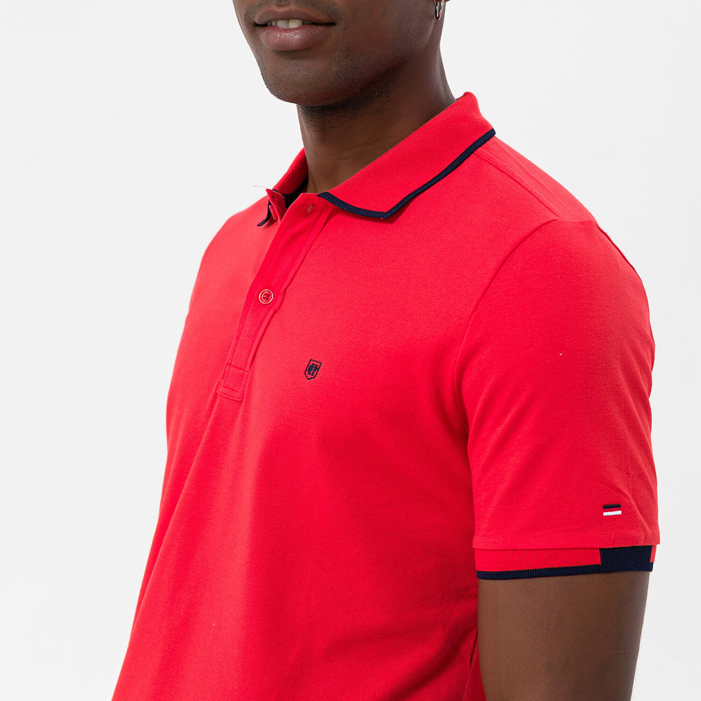 Marcelo Short Sleeve Polo Shirt // Red + Navy