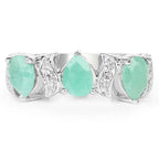 1.87 Carat Genuine Emerald and White Topaz .925 Sterling Silver Ring