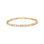 10k Yellow Gold 1/3 Cttw Diamond 3 Stone and X-Link Bracelet (I-J Color, I1-I2 Clarity) - 7.50" Inches