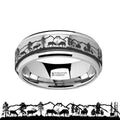 OZARK Spinning Engraved Elk Deer Stag Mountain Range Tungsten Carbide Spinner Wedding Band - 8mm