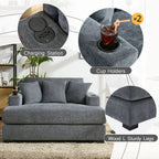 Oversized Chaise Lounger, With Pillows, Cup Holders