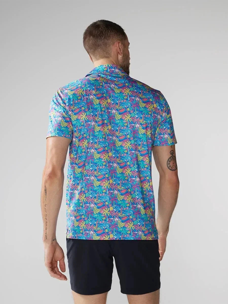 Chubbies The Tropical Bunch Polo Shirt Men's Multi Slim Fit Performance RED249
