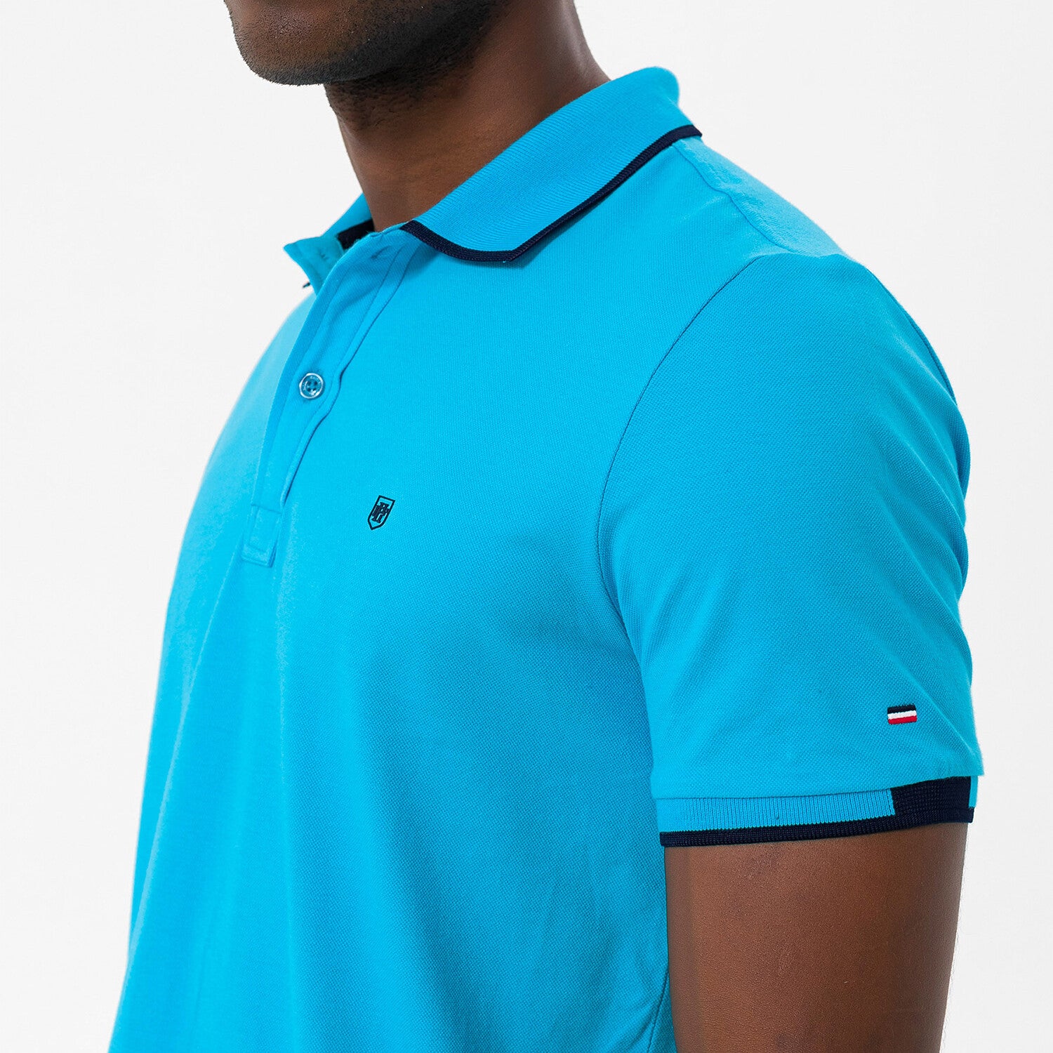 Marcelo Short Sleeve Polo Shirt // Turquoise + Navy