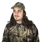Camo Redneck Mullet Hat with Hair - Men's Hillbilly Halloween Costume Prop Wig