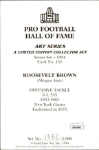 Roosevelt Brown HOF Autographed Goal Line Art GLAC Postcard New York Giants JSA