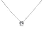 14K White Gold 1/2 Cttw Lab Grown Diamond Modern Bezel-Set Solitaire 16"-18" Pendant Necklace (F-G Color, VS2-SI1 Clarity)
