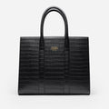 Croc-Embossed Leather Tote Bag // Black