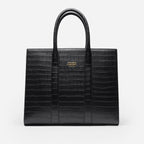 Croc-Embossed Leather Tote Bag // Black