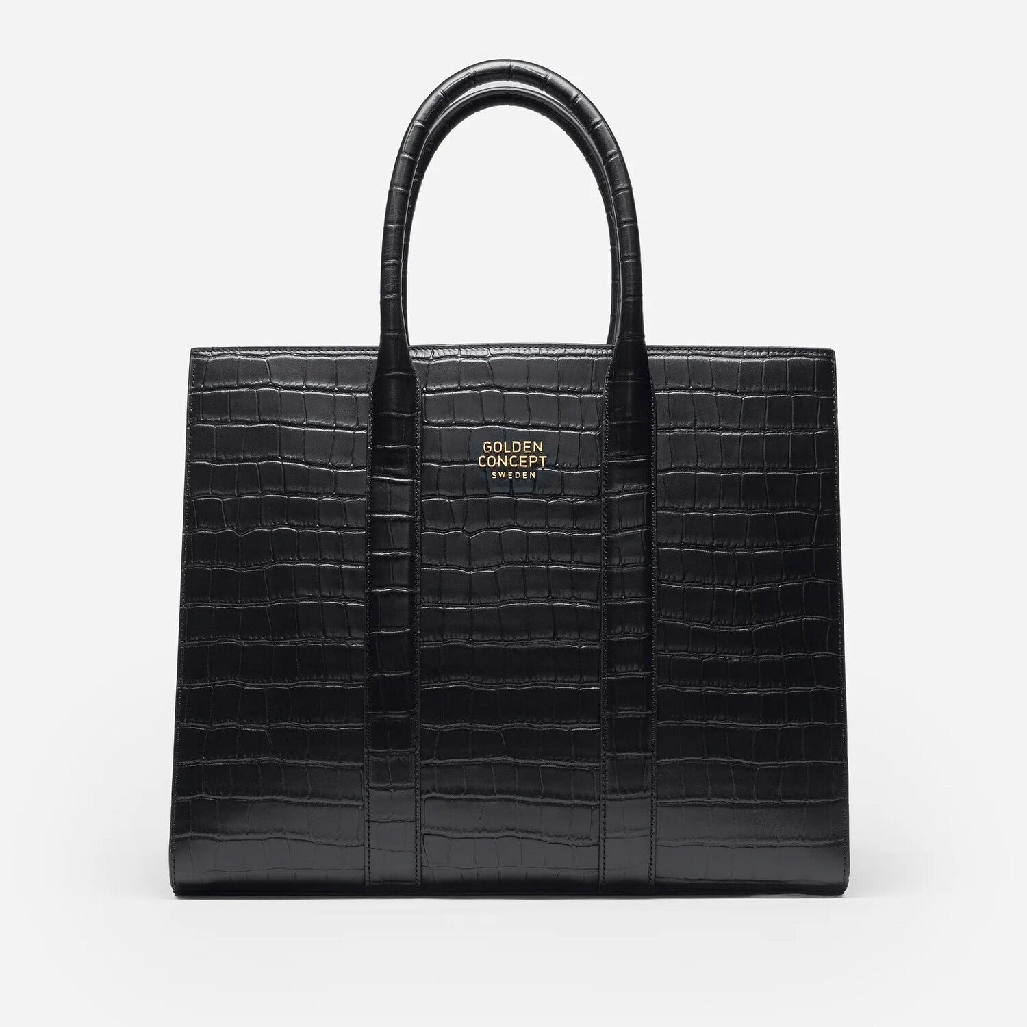 Croc-Embossed Leather Tote Bag // Black