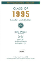 Kellen Winslow HOF Autographed/Inscr Goal Line Art GLAC Postcard Chargers JSA