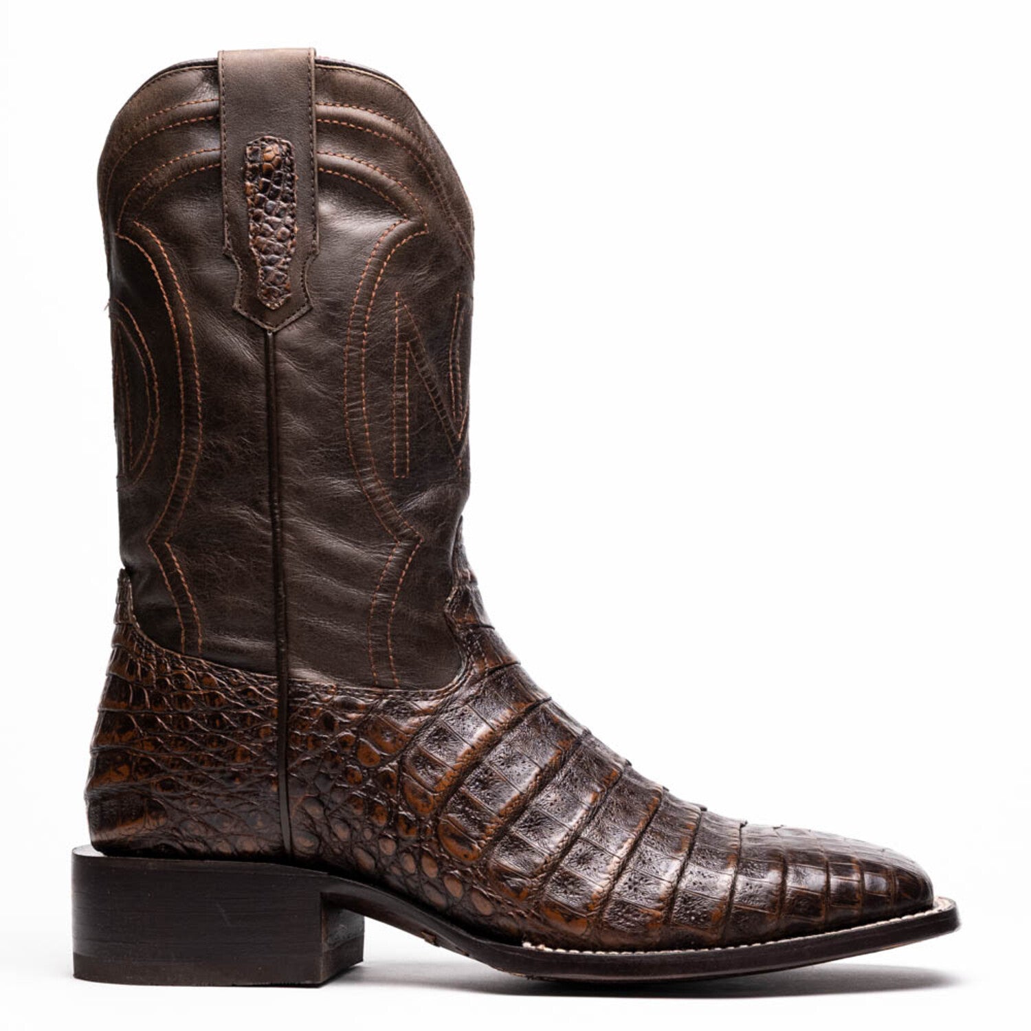 Tucson // Caiman Belly Leather Western Boots // Aged Brown