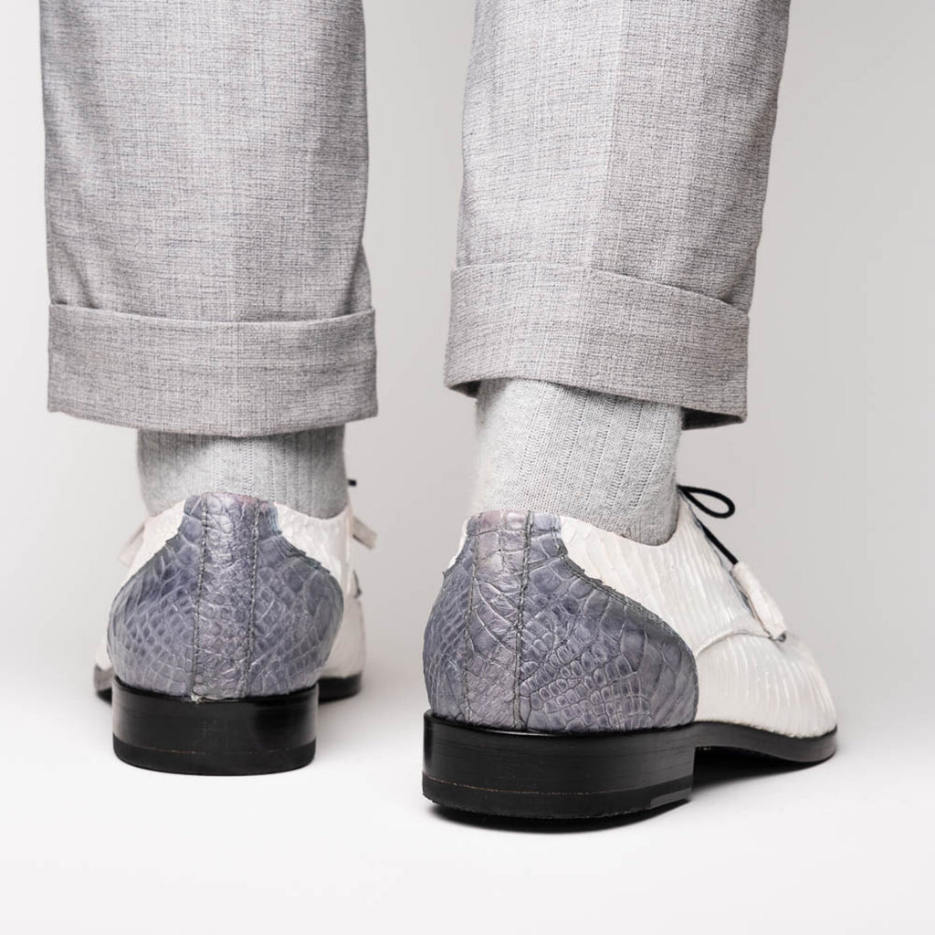 Moncalieri // Alligator + Cobra Skin Leather Oxfords // Gray + White