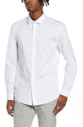 Topman Stretch Form Flow White Button-Up Shirt, Size Large