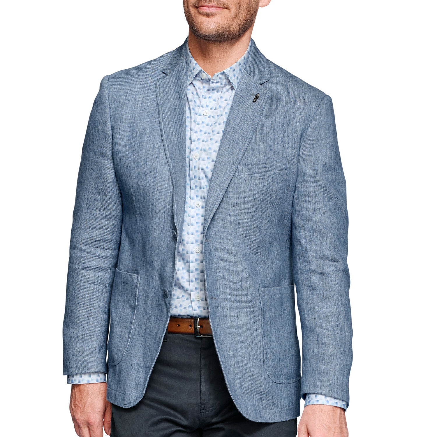 Washed Linen-Blend Conley Blazer // Light Blue