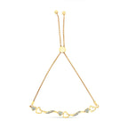 14K Yellow Gold Plated .925 Sterling Silver Diamond Accent Heart and Wave Link Bolo Bracelet (I-J Color, I2-I3 Clarity) - 6" to 9" Adjustable