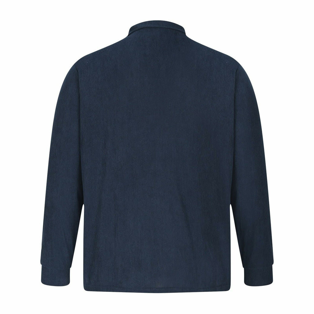 Fleece Quarter-Zip Long Sleeve Ribbed Shirt // Dark Blue