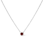 14K White Gold 1/2 Cttw Red Lab Grown Diamond Bezel-Set Solitaire 18" Pendant Necklace (Red Color, VS1-VS2 Clarity)